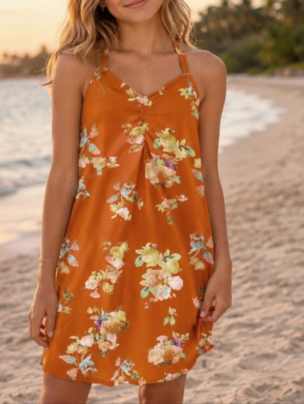 ASOS halter dress orange floral